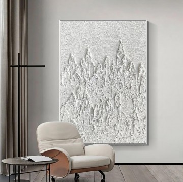  abstractas Pintura Art%C3%ADstica - Montañas abstractas en blanco y negro de Palette Knife wall art textura minimalista